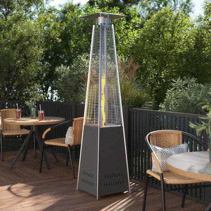 Flash Furniture NAN-FSDC-01-GY-GG Outdoor Propane Patio Heater, 42,000 BTU, Wheeled Stainless Steel, Slate Gray