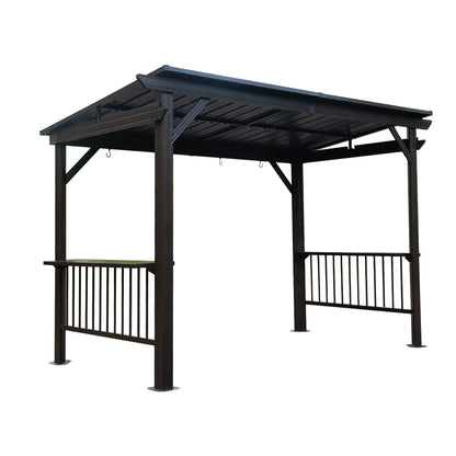 6.5x12FT Hardtop Grill Gazebo with Two Side Shelves - Gray