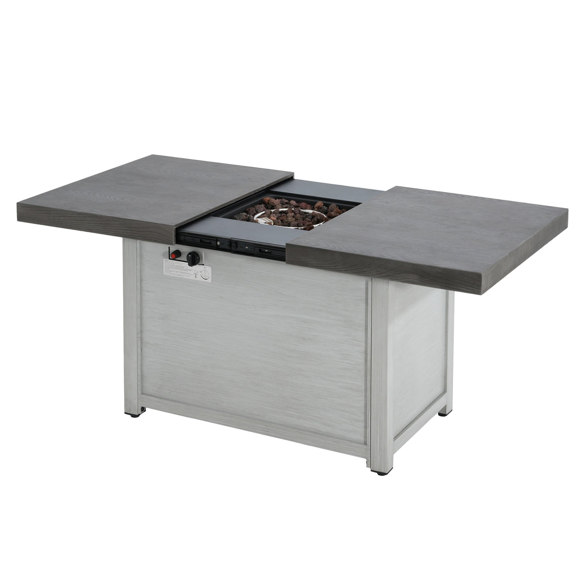 Extendable Rectangle Aluminum Alloy Fire Pit Table with 50,000 BTU - Dark Grey