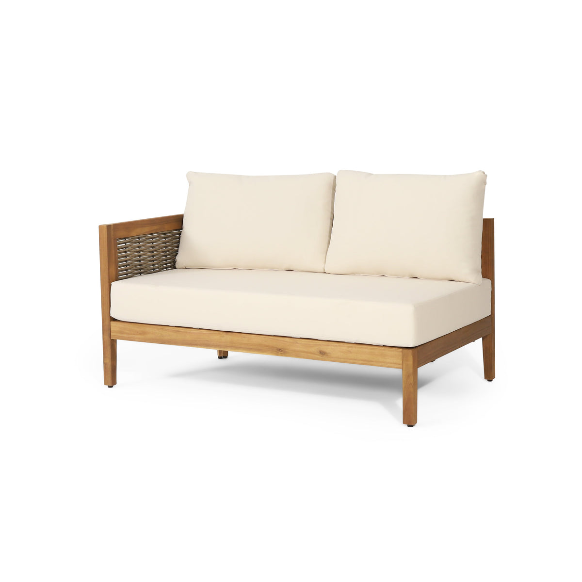 Solid Acacia Wood 5-Seater Patio Sofa Set with Waterproof Cushions - Beige