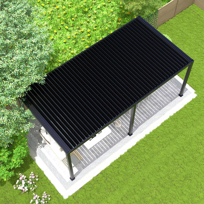 8640E Louver Pergola with Aluminum Frame & Adjustable Steel Louvers - Grey