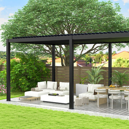 8640E Louver Pergola with Aluminum Frame & Adjustable Steel Louvers - Grey