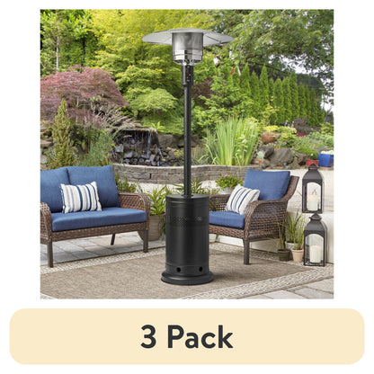(3 Pack)  48,000 BTU Freestanding Metal Propane Patio Heater, Black