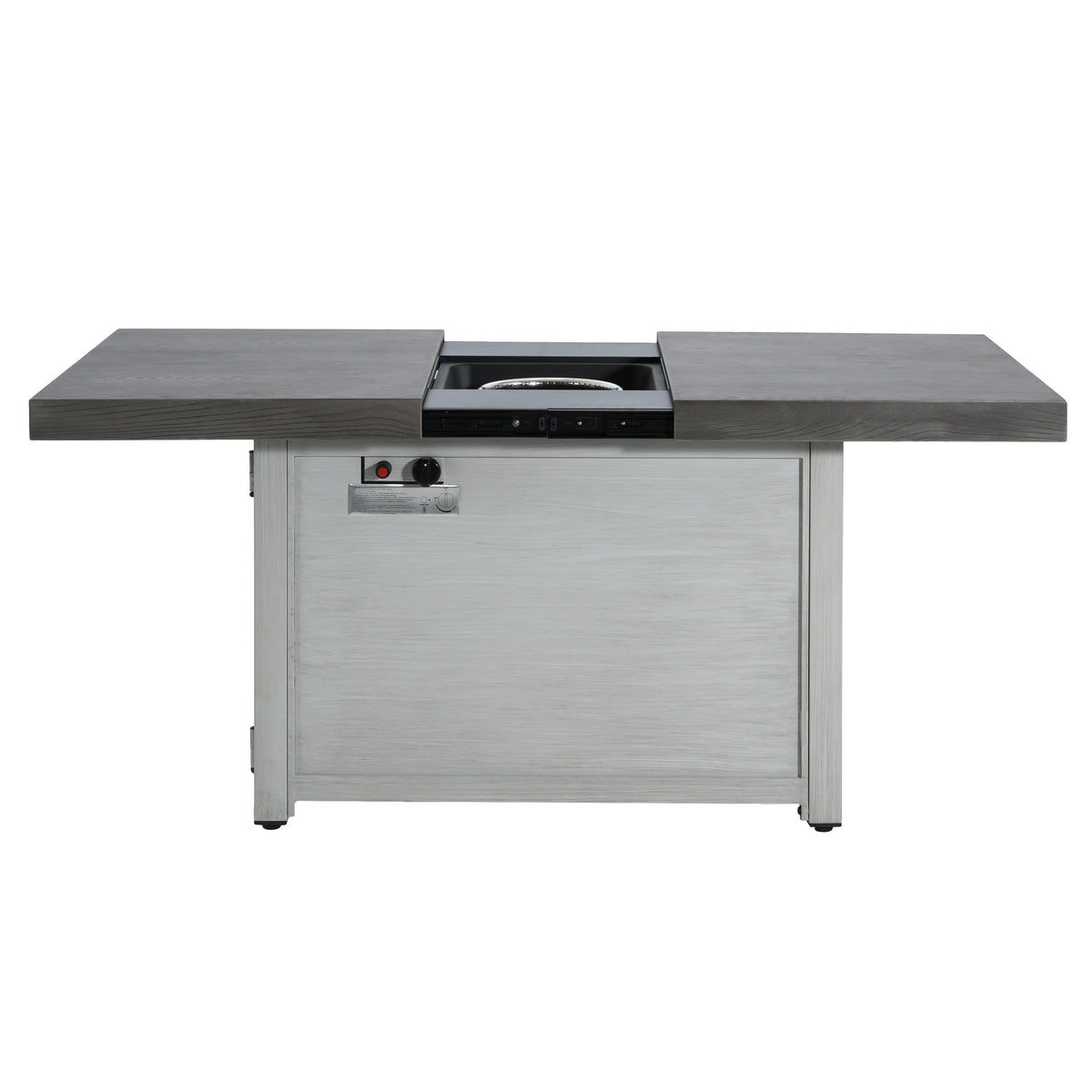 Extendable Rectangle Aluminum Alloy Fire Pit Table with 50,000 BTU - Dark Grey