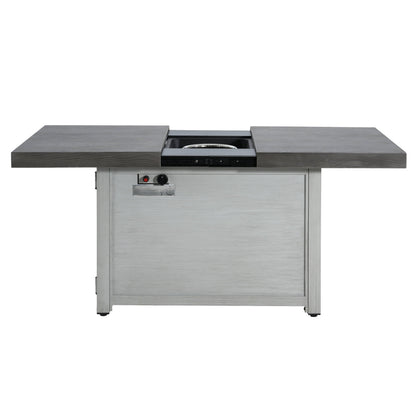 Extendable Rectangle Aluminum Alloy Fire Pit Table with 50,000 BTU - Dark Grey