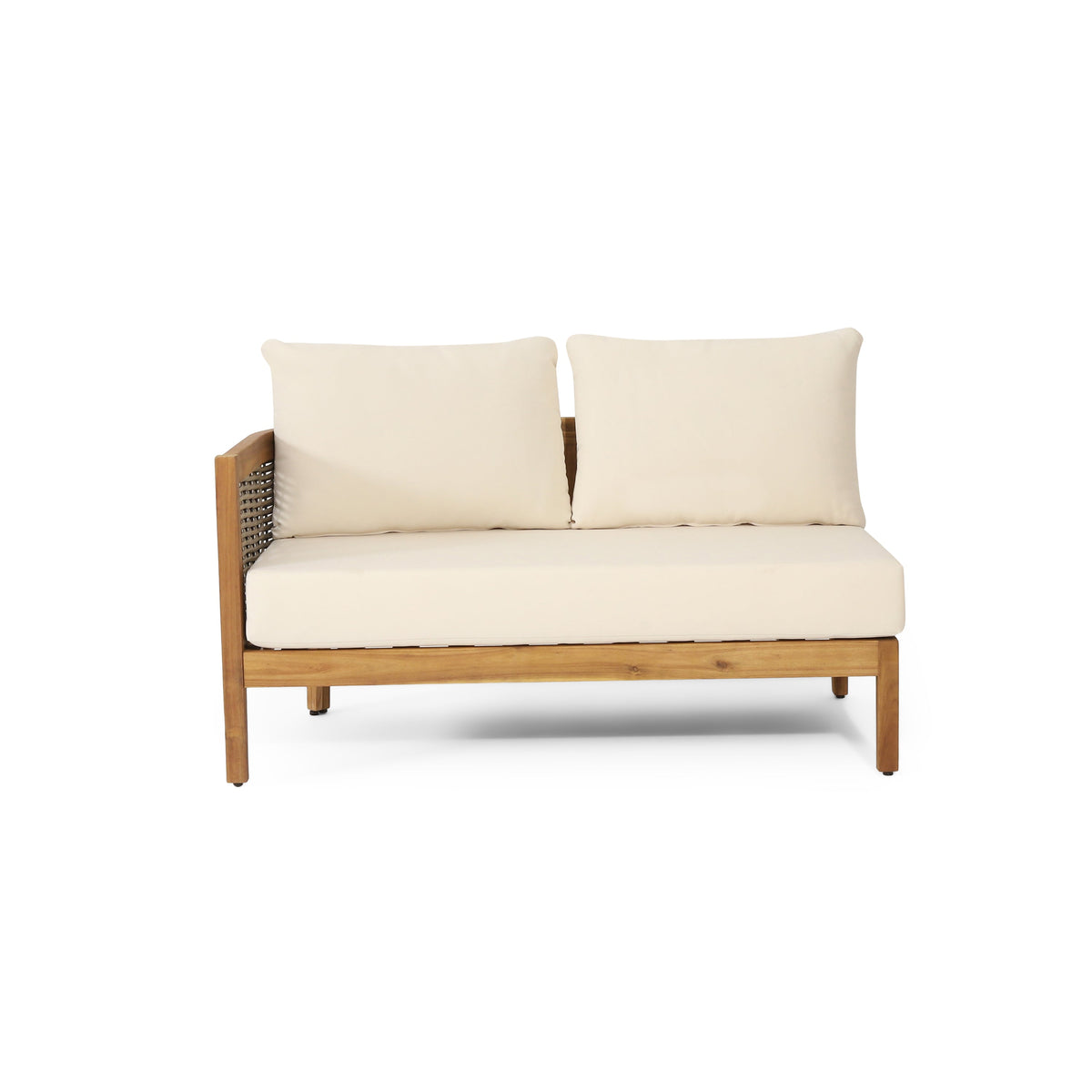 Solid Acacia Wood 5-Seater Patio Sofa Set with Waterproof Cushions - Beige