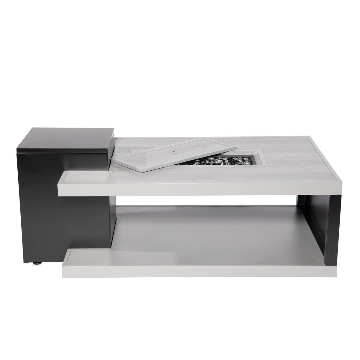 Aluminum Fire Table, Rectangular with Wood-Grain Look - Aluminum