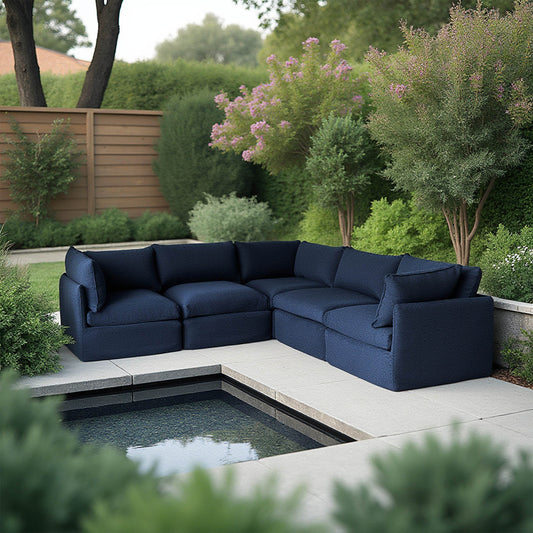 L Shaped Sectional, 103-Inch Modular Patio Sofa, Blue