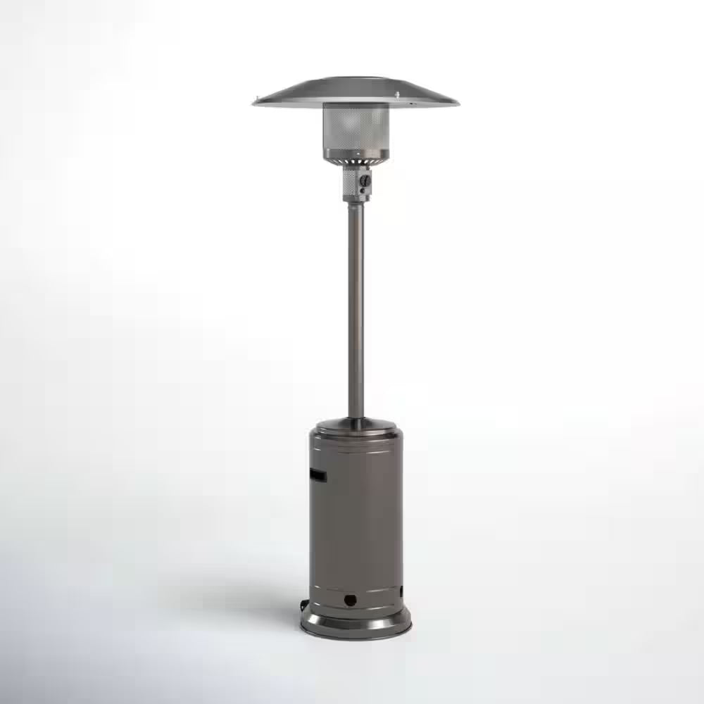 Gray 83 In. H 46000 BTU Outdoor Stainless Steel Propane Gas Standing Patio Heater with Wheels