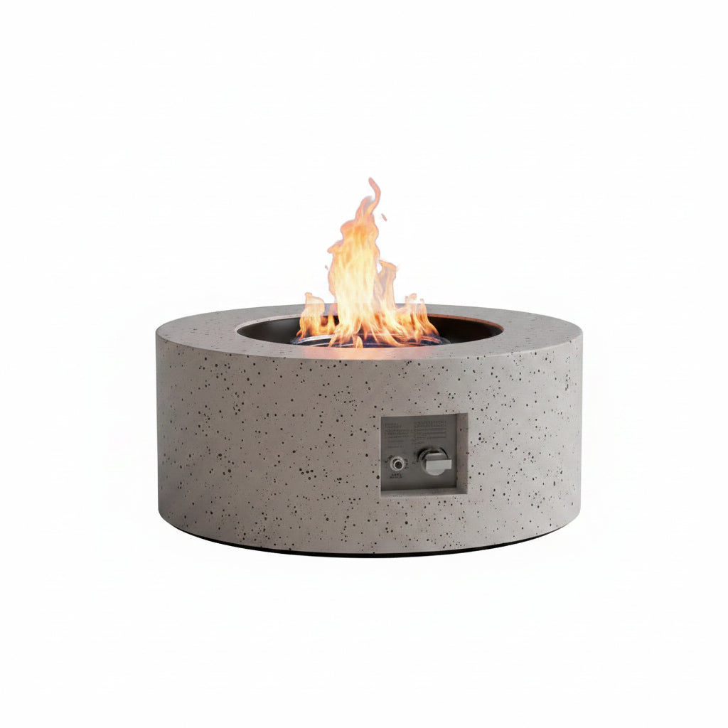 Outdoor Fire Pit Table Gas Fire Pits, 30 In. round Firepit Table, 50,000 BTU Fire Table for Patio, White with Black Dots