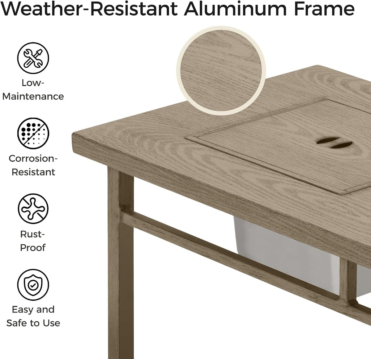 Aluminum Propane Fire Pit Table with Ice Bucket – Khaki