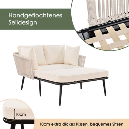 Garden Sofa With 2 Cushions And 2 Cushions,outdoor Sun Lounge, Garden Lounge, Balcony Furniture Set, Lounge Furniture, Terrace Furniture,cushions Are Removable And Washable, Beige
