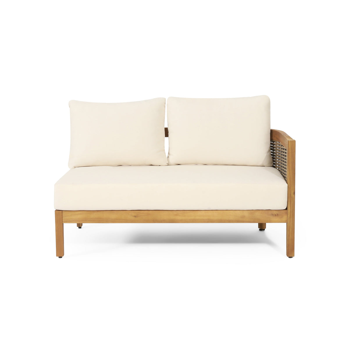 Solid Acacia Wood 5-Seater Patio Sofa Set with Waterproof Cushions - Beige
