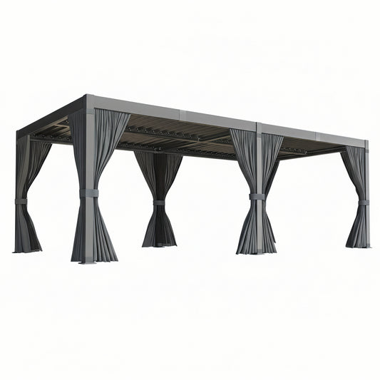 10X12/12X20Ft Louvered Pergola, Waterproof Roof All Weather Rust-Resistant Gazebo for Backyard Patio