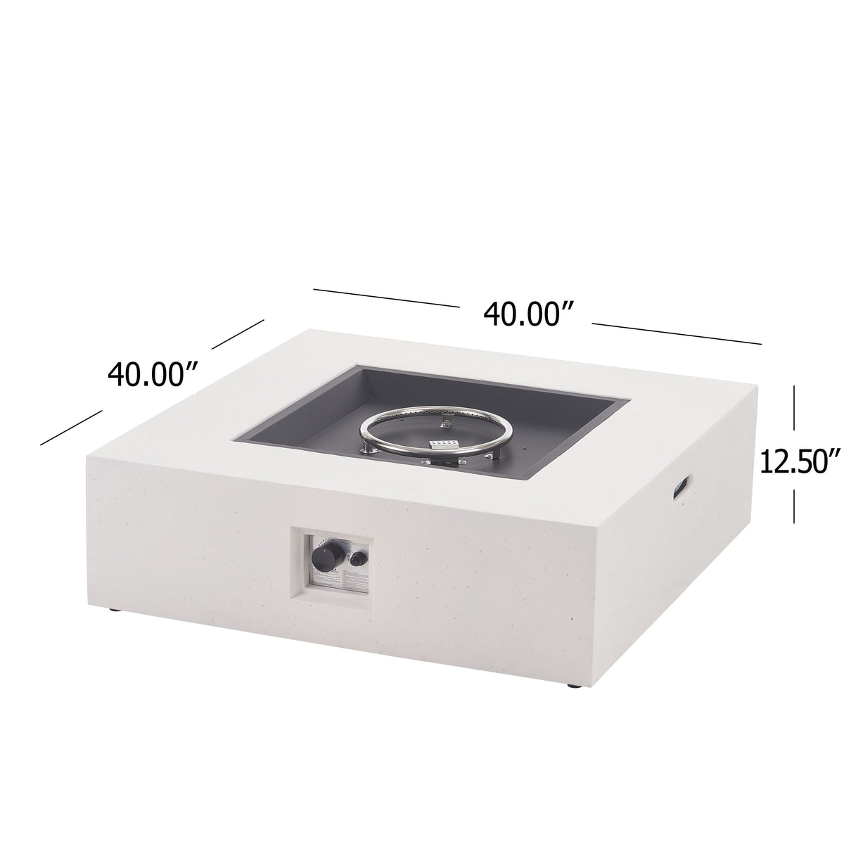 50,000 BTU Square MGO Fire Table with Propane Heating - White