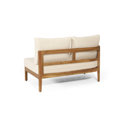 Solid Acacia Wood 5-Seater Patio Sofa Set with Waterproof Cushions - Beige