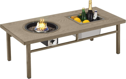 Aluminum Propane Fire Pit Table with Ice Bucket – Khaki