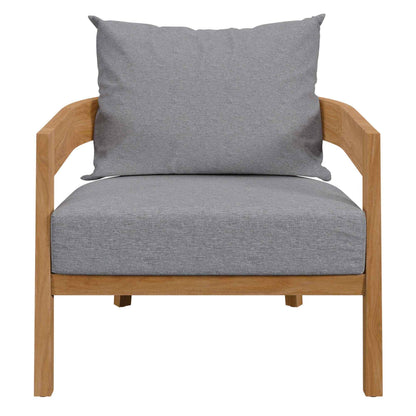 Modway Brisbane Outdoor Patio Set - 3-Piece Grey Teak Furniture for Stylish Patios