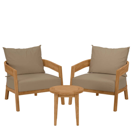 Brisbane Teak Outdoor Patio Set - Stylish 3-Piece Design by Modway