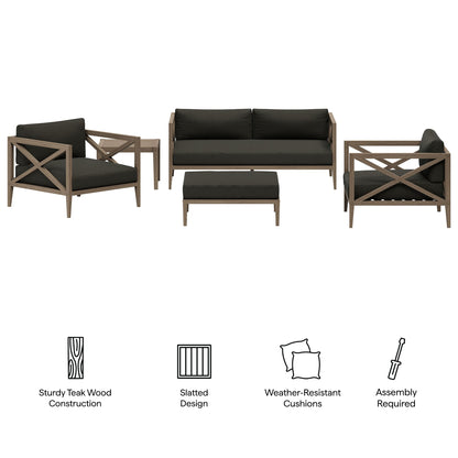 Northlake 5-Piece Outdoor Patio Teak Wood Furniture Set by Modway