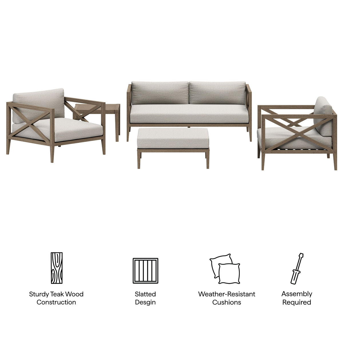 Northlake 5-Piece Outdoor Patio Teak Wood Furniture Set by Modway