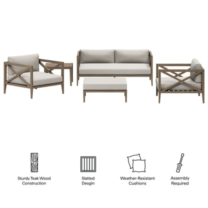 Northlake 5-Piece Outdoor Patio Teak Wood Furniture Set by Modway