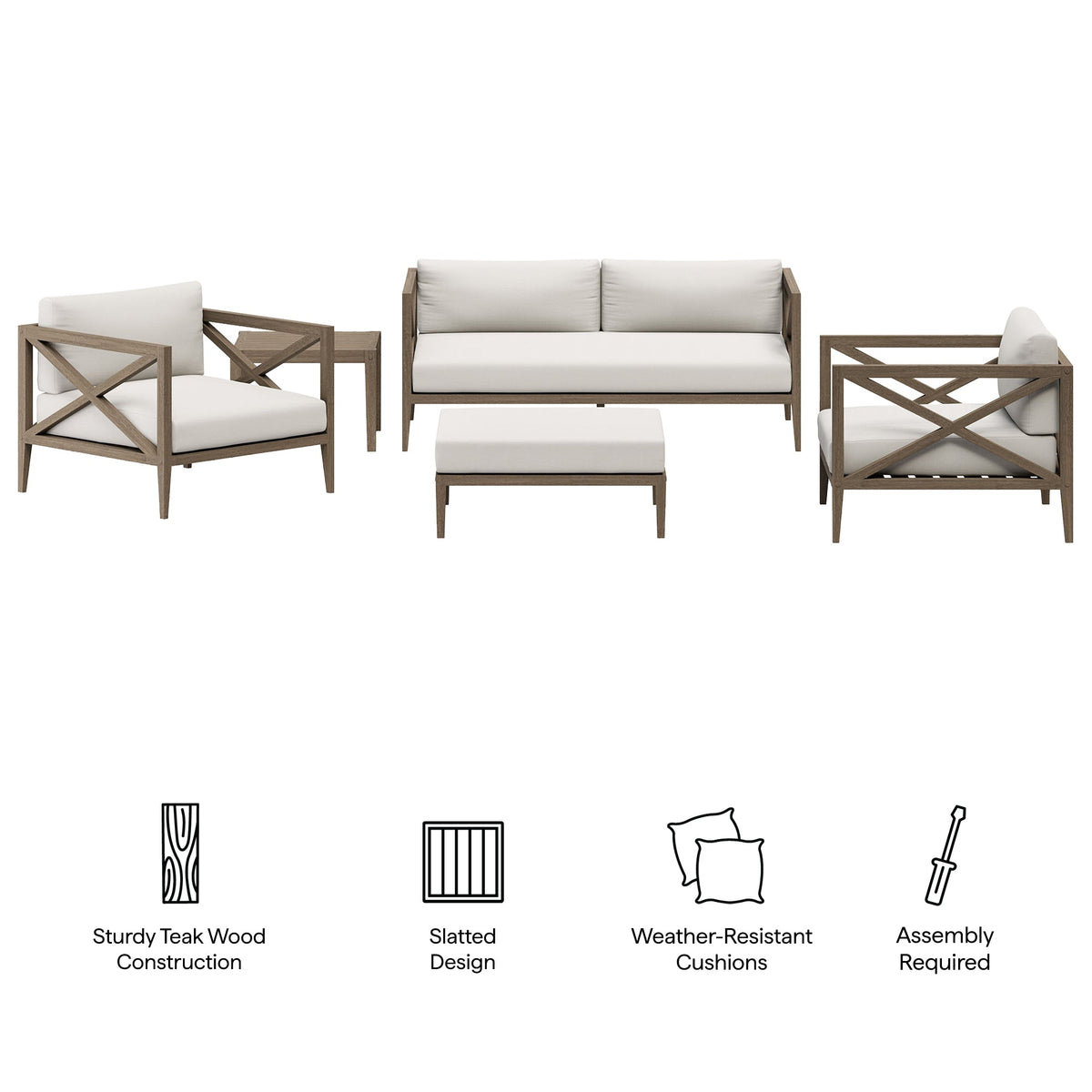 Northlake 5-Piece Outdoor Patio Teak Wood Furniture Set by Modway