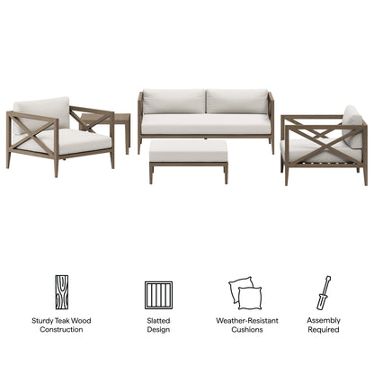 Northlake 5-Piece Outdoor Patio Teak Wood Furniture Set by Modway