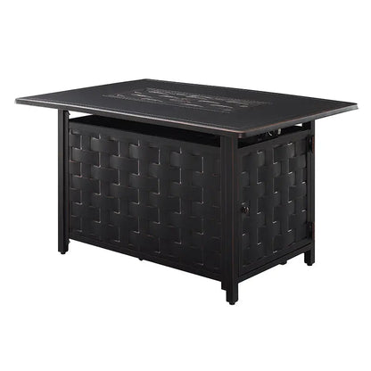Preston 44" Rectangular Basketweave Aluminum Convertible Gas Fire Pit Table