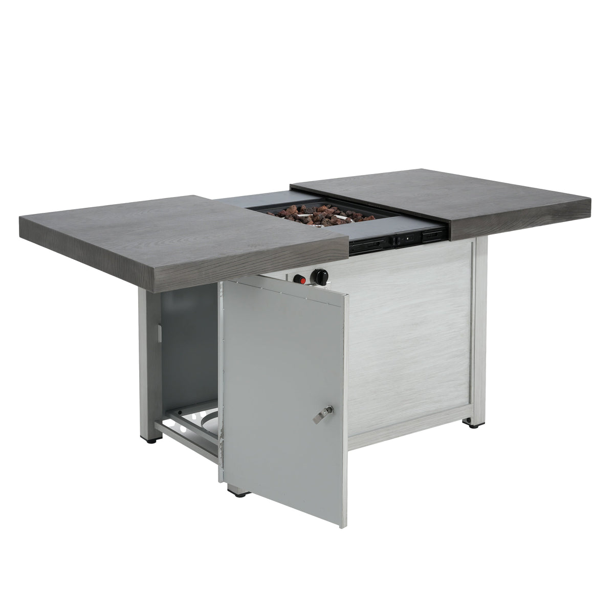 Extendable Rectangle Aluminum Alloy Fire Pit Table with 50,000 BTU - Dark Grey