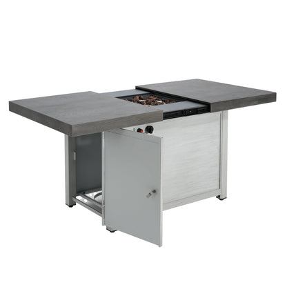 Extendable Rectangle Aluminum Alloy Fire Pit Table with 50,000 BTU - Dark Grey