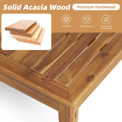 L Shape 3-Piece Acacia Wood Patio Sofa Set with Waterproof Cushions - Natural Finish