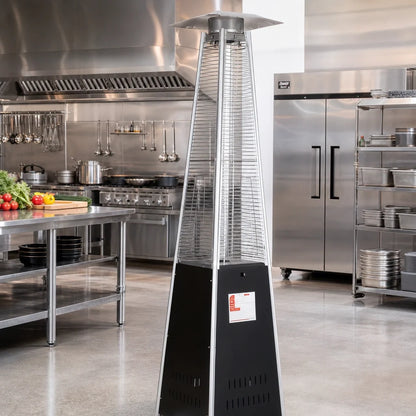 Omcan 47878 Freestanding Pyramid Propane Patio Heater, 42,000 BTU, Stainless Steel, Casters