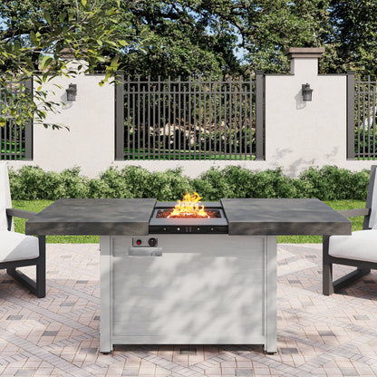 Extendable Rectangle Aluminum Alloy Fire Pit Table with 50,000 BTU - Dark Grey