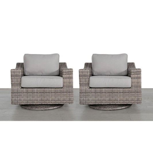 Swivel Patio Chair With Luxurious Cushions Perfect For Outdoor Relaxation (Set of 2) - Gray / Gray Mix