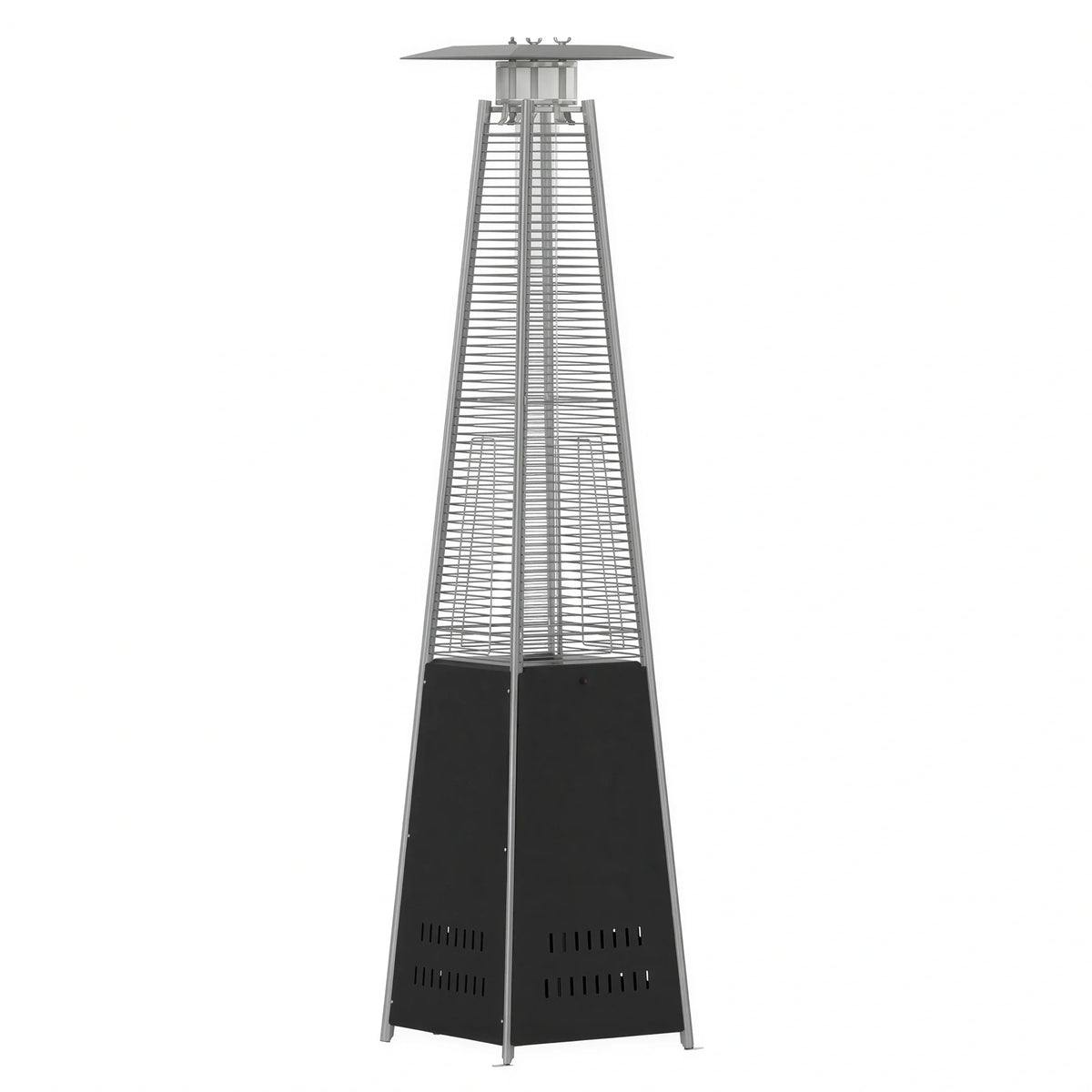 Flash Furniture NAN-FSDC-02-BK-GG Outdoor Propane Patio Heater, 42,000 BTU, Wheeled, Stainless Steel, Black