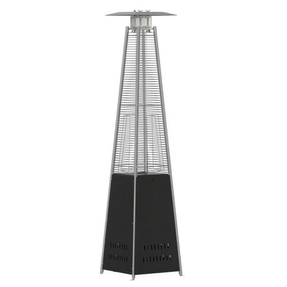 Flash Furniture NAN-FSDC-02-BK-GG Outdoor Propane Patio Heater, 42,000 BTU, Wheeled, Stainless Steel, Black